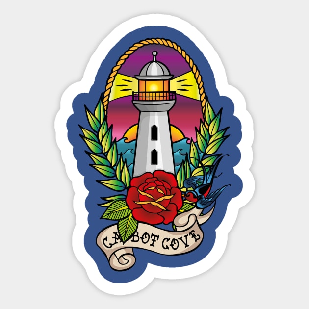 Traditional Cabot Cove Lighthouse Tattoo style Sticker by BOEC Gear